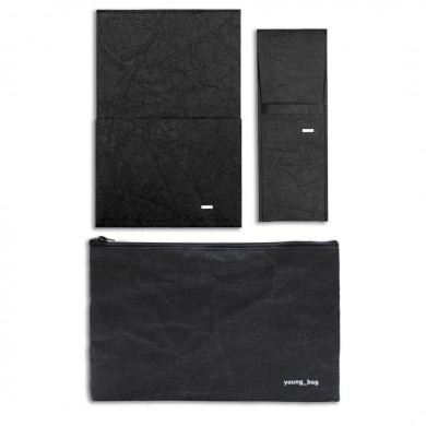 Stylový _EKO set pro každý den  blok v obalu s kapsou, velká taška, velký batoh a kapsa na zip v šedé barvě